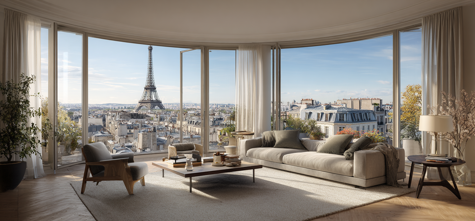 Appartement parisien avec vue sur la Tour Eiffel